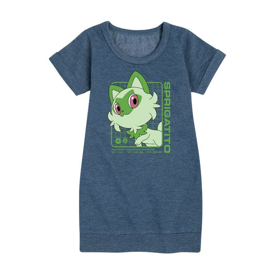 فستان سبريجاتيتو ستاتس الجرافيكي بأكمام قصيرة من الصوف للبنات - بوكيمون