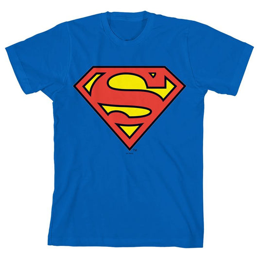 Superman Cartoon Logo Boy's Royal Blue T-Shirt