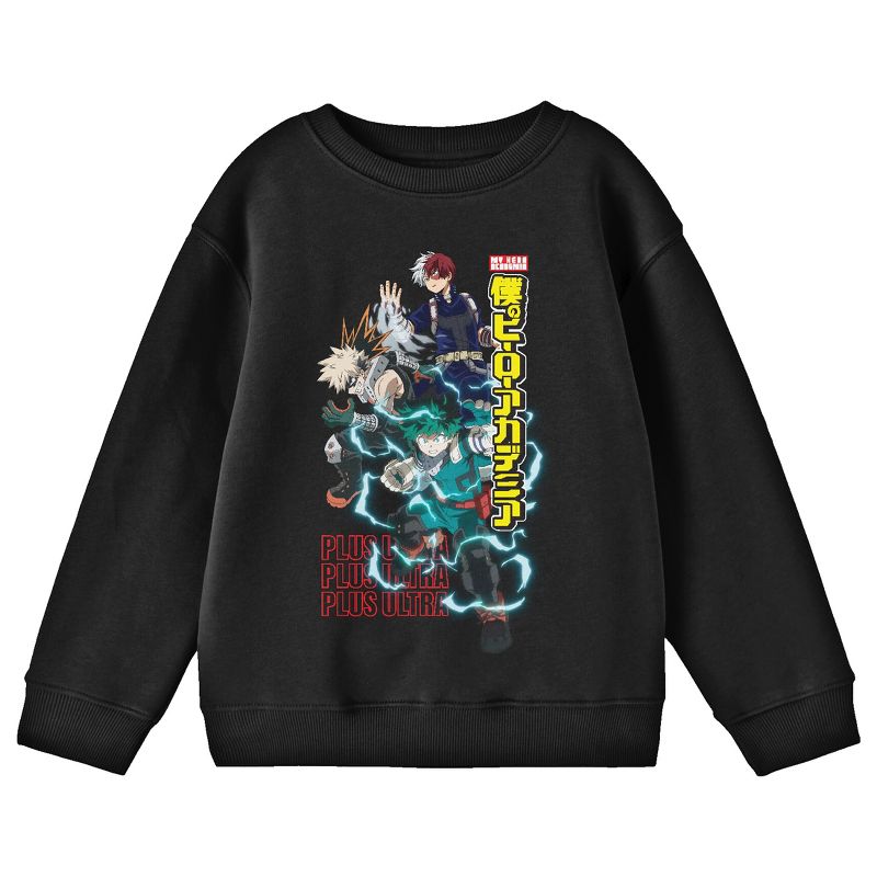 My Hero Academia Season 6 Heroes Group Art Crew Neck Long Sleeve Youth Black Sweatshirt