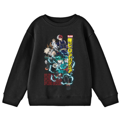 My Hero Academia Season 6 Heroes Group Art Crew Neck Long Sleeve Youth Black Sweatshirt
