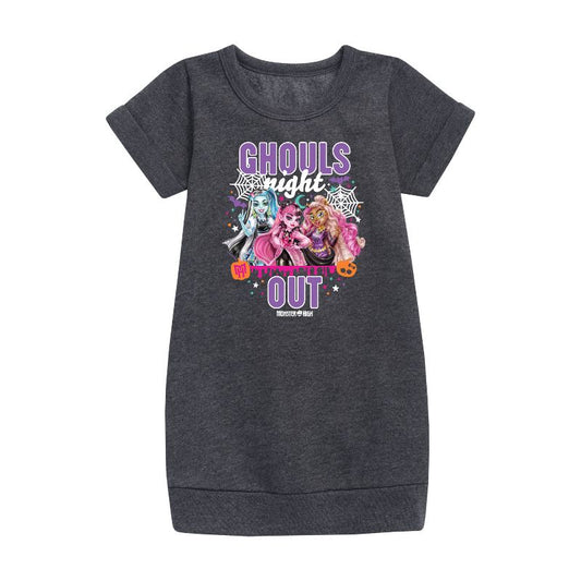 Girls' - Mattel - Ghouls Night Out Graphic Short Sleeve Fleece Dress
