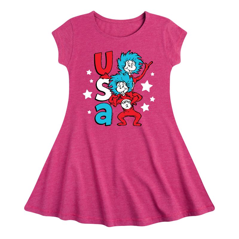 فستان بناتي - دكتور سوس - يو إس إيه ثينجز فيت آند فلاير بأكمام قصيرة