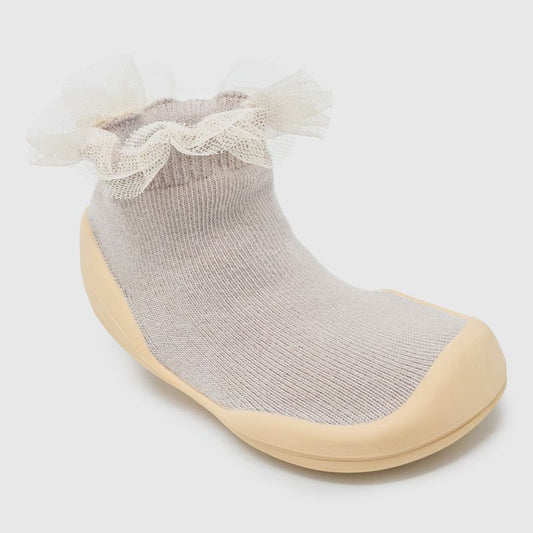 Komuello Toddler Girl Sock Shoes - Tulle Trim