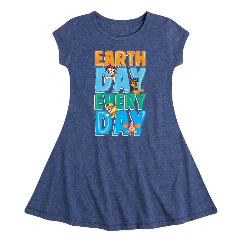 فستان بناتي بأكمام قصيرة بتصميم مناسب وأنيق من باو باترول - Earth Every Day Fit &amp; Flair
