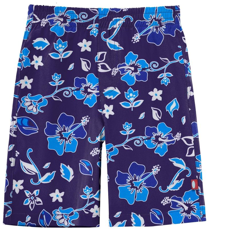 City Threads USA-Made Boys UPF 50+ Recycled Polyester Soft Stretch Below the Knee Printed Swim Board Shorts