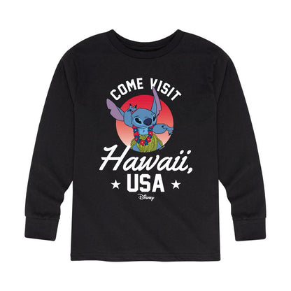 Boys' - Lilo and Stitch - Hawaii USA Long Sleeve Graphic T-Shirt
