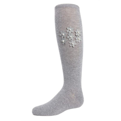 Memoi Floral Pearl Girls Cotton Blend Knee High Socks
