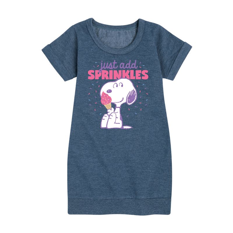 Girls' - Peanuts - Just Add Sprinkles Graphic Short Sleeve Fleece Dress