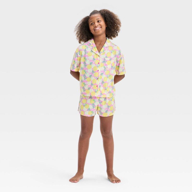 Girls' Short Sleeve Button-Up Pajama Set - art class™