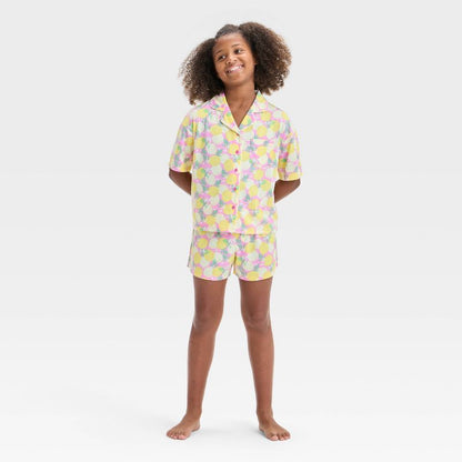 Girls' Short Sleeve Button-Up Pajama Set - art class™