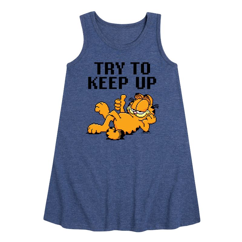 Girls' - Garfield - Try To Keep Up Graphic Sleeveless Aline Dress