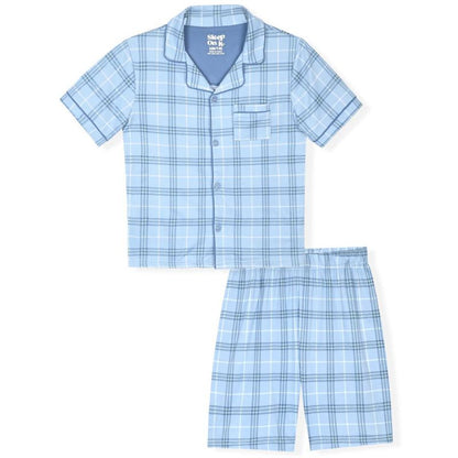 Sleep On It Boys 2-Piece Milky Jersey Short-Sleeve Button Down Coat Pajama Set - Toddler Pajamas to Boys Pajama Sets