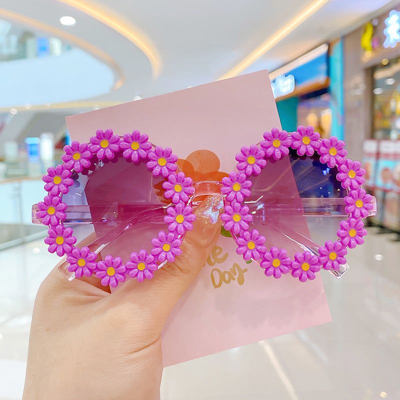 MyKids-Usa Girls Lovely Sunflower Round Frame Sunglasses