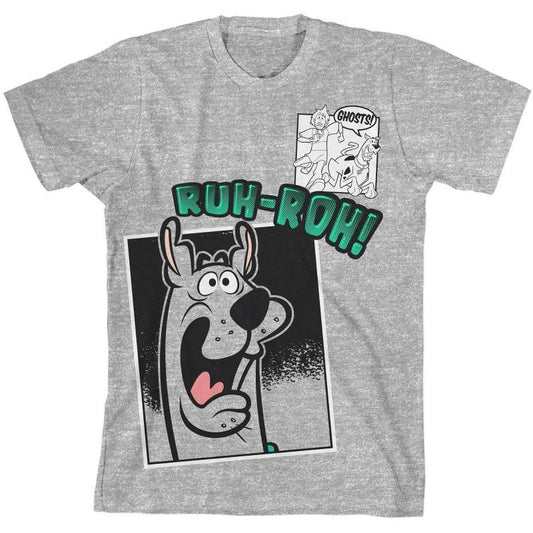 Youth Boys Grey Scooby Doo Kids Cartoon Short Sleeve Shirt