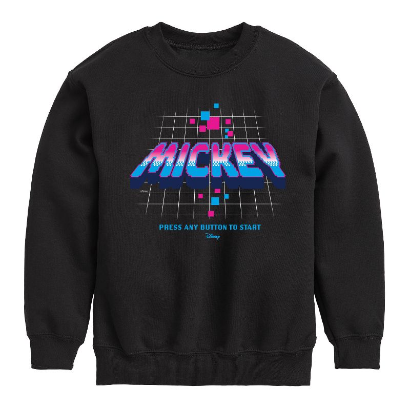 Boys' - Disney - Mickey Gamer Logo Press Button Graphic Long Sleeve Fleece Sweatshirt