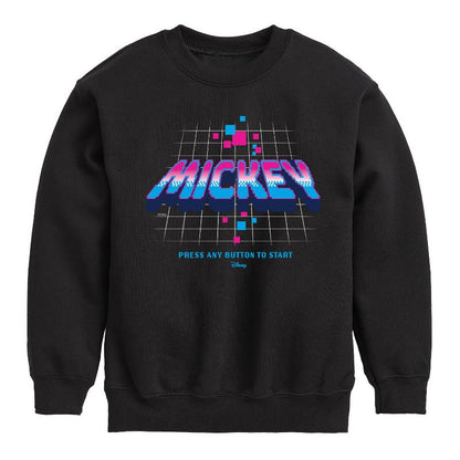 Boys' - Disney - Mickey Gamer Logo Press Button Graphic Long Sleeve Fleece Sweatshirt