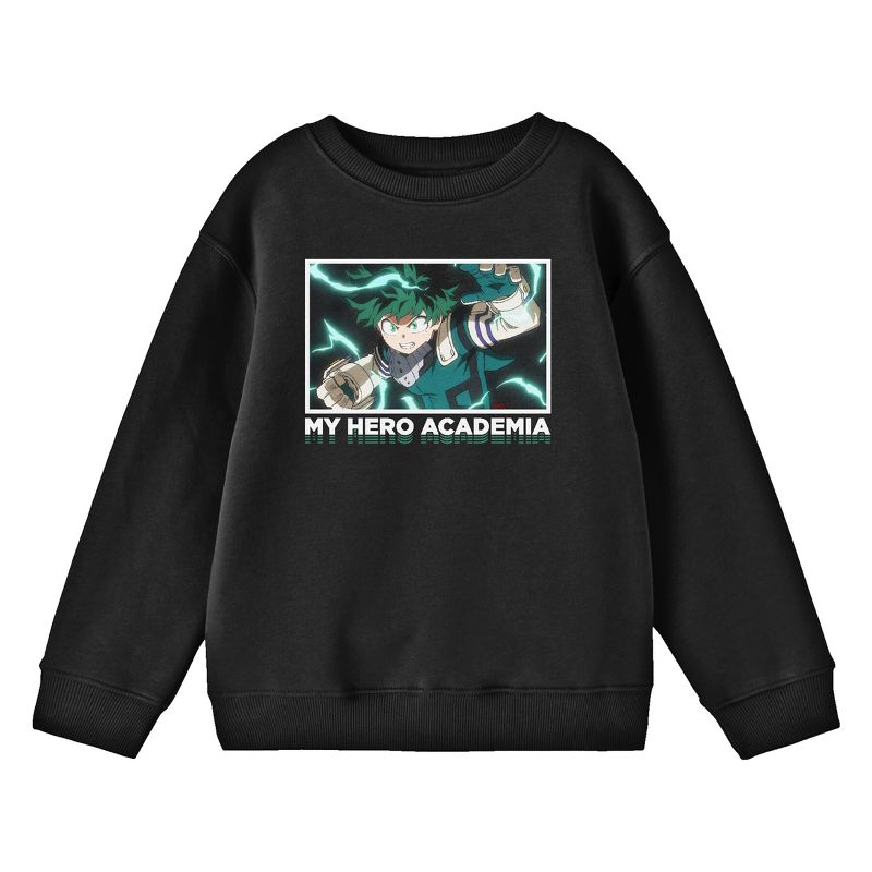 My Hero Academia Deku Character Youth Black Crew Neck Sweatshirt