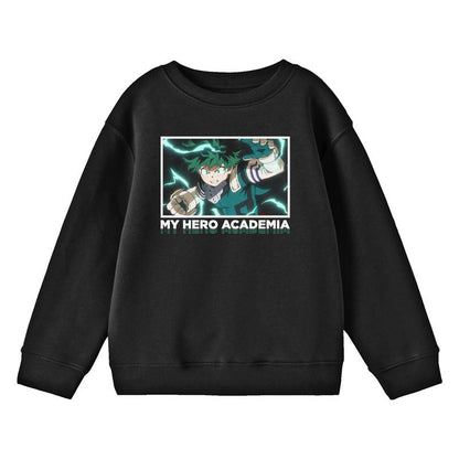 My Hero Academia Deku Character Youth Black Crew Neck Sweatshirt