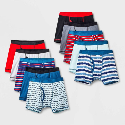 Boys' 10pk Striped Boxer Briefs - Cat & Jack™ Red/Blue
