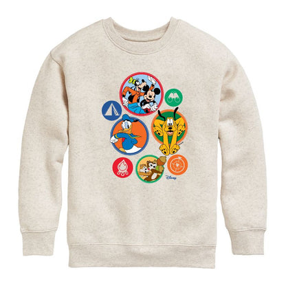 Boys' - Disney - Mickey Patches Graphic Long Sleeve Fleece Sweatshirt