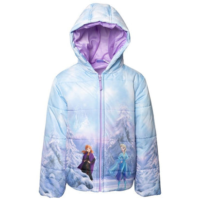 Disney Frozen Girls Zip Up Winter Coat Puffer Jacket Little Kid