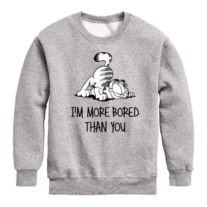 Boys' - Garfield - More Bored Than You Graphic Long Sleeve Fleece Sweatshirt