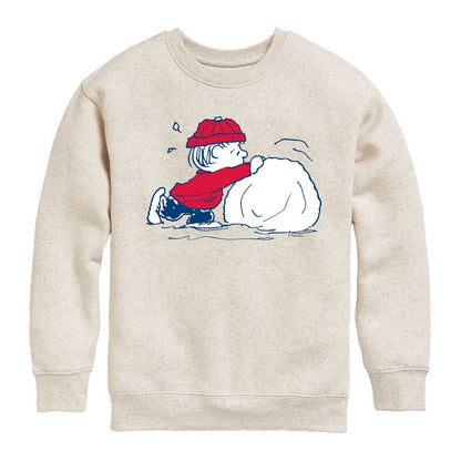 Boys' - Peanuts - Linus Snowball Graphic Long Sleeve Fleece Sweatshirt