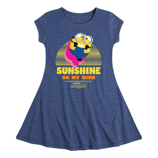 فستان بناتي - Despicable Me Minions - Sunshine On My Mind - ملائم وأنيق بأكمام قصيرة