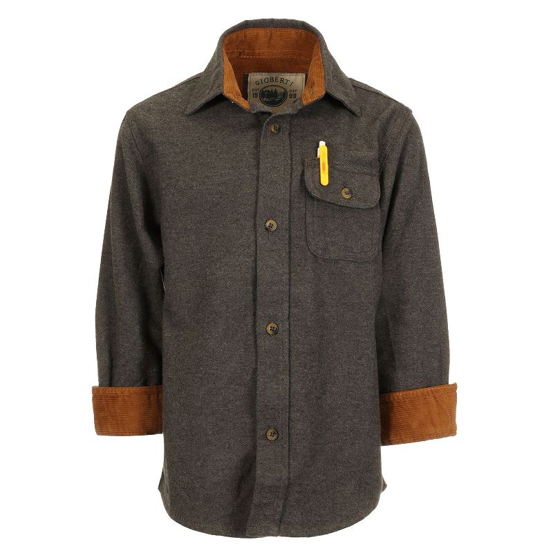 Gioberti Boy's Single Pocket Flannel Shirt with Corduroy Contrast (Part 2)