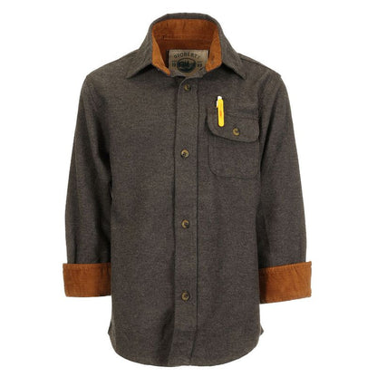 Gioberti Boy's Single Pocket Flannel Shirt with Corduroy Contrast (Part 2)