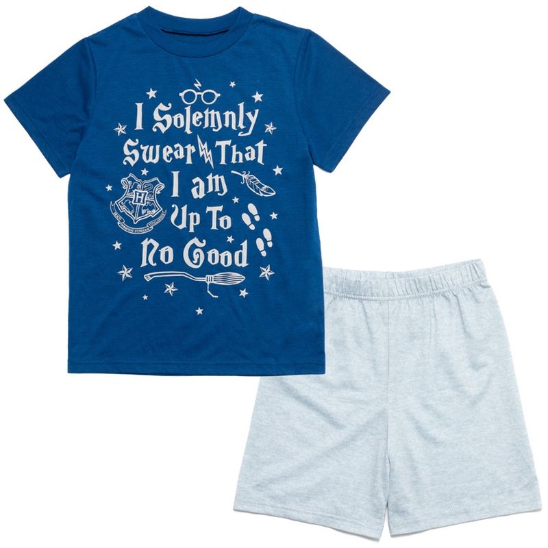 Harry Potter Gryffindor Hufflepuff Ravenclaw Slytherin Pajama Shirt and Shorts Sleep Set Little Kid to Big Kid