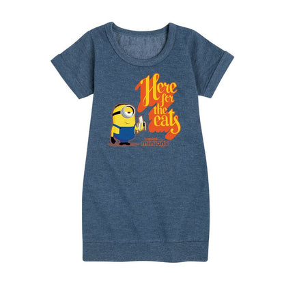 فستان صوف بأكمام قصيرة من مجموعة Despicable Me Minions للفتيات - Only Here For The Eats