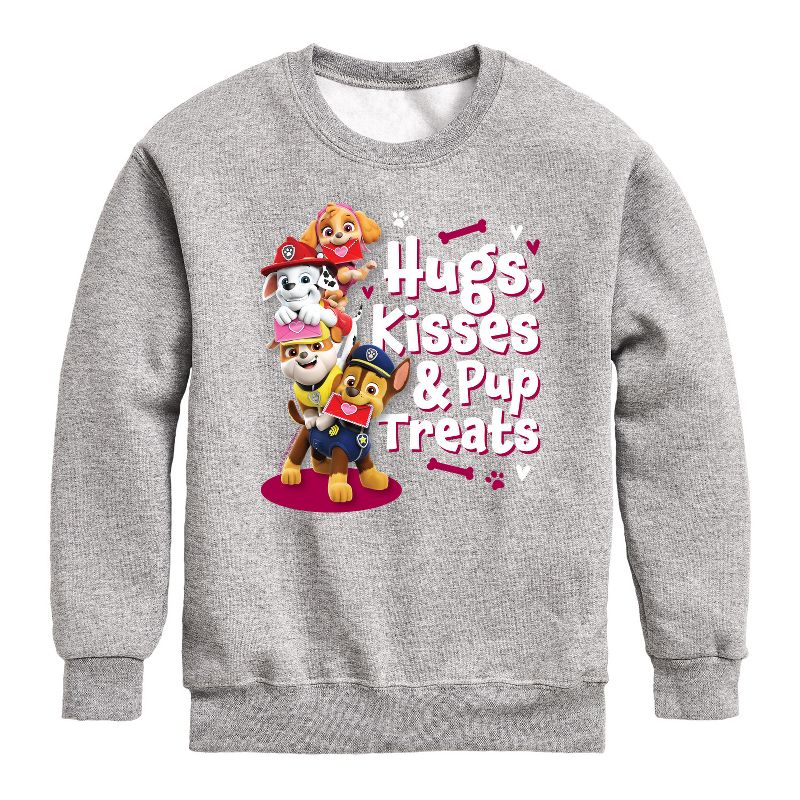 Boys' - Paw Patrol - Hugs Kisses Pup Treats Graphic Long Sleeve Fleece Sweatshirt