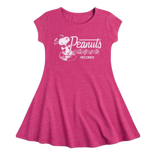 Girls' - Peanuts - Dancing Snoopy Fit & Flair Cap Sleeve Dress