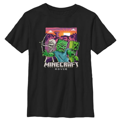 تي شيرت للأولاد مطبوع عليه مخلوقات فيلم ماين كرافت في الحركة