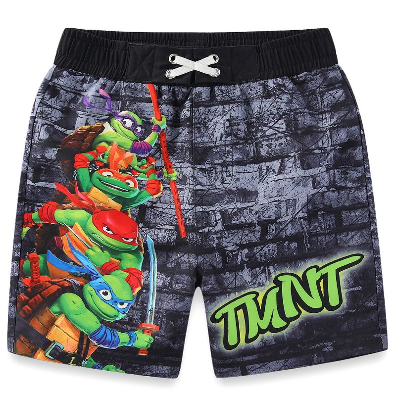 Nickelodeon Teenage Mutant Ninja Turtles Boys UPF 50+ Swim Trunks Bathing Suit for Big Kids - 4