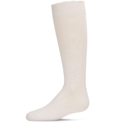 Memoi Diamond Zag Knee High Sock with Scalloped Cuff