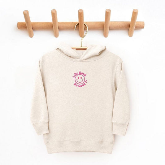The Juniper Shop Embroidered Be Good Do Good Smiley Face Toddler Graphic Hoodie