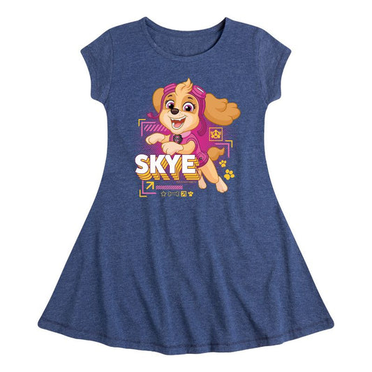 Girls' - Paw Patrol - Skye Character Art Fit & Flair Cap Sleeve Dress