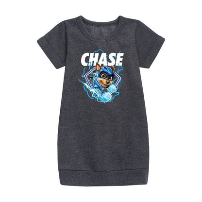 Girls' - Paw Patrol - Chase Lightning Graphic Short Sleeve Fleece Dress