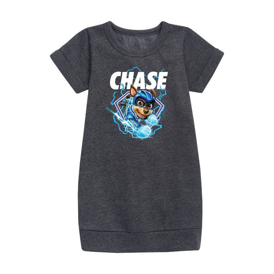Girls' - Paw Patrol - Chase Lightning Graphic Short Sleeve Fleece Dress