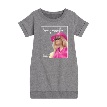 Girls' - Barbie - Love Yourself Graphic Short Sleeve Fleece Dress