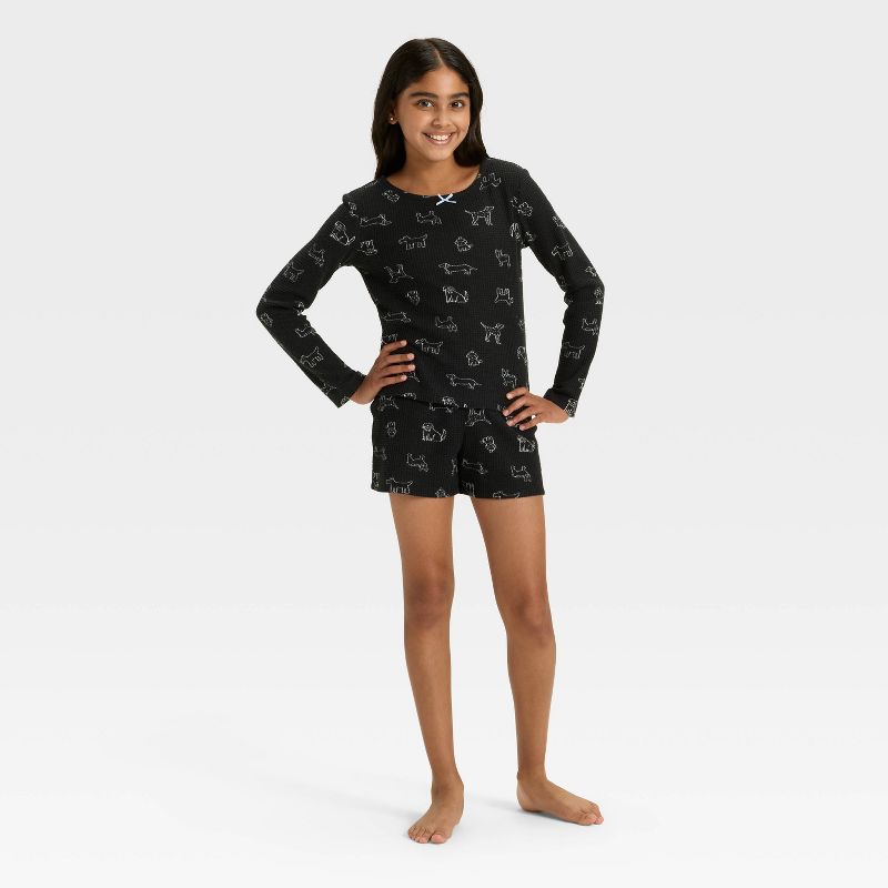 Girls' Long Sleeve Waffle Knit Pajama Set - Cat & Jack™