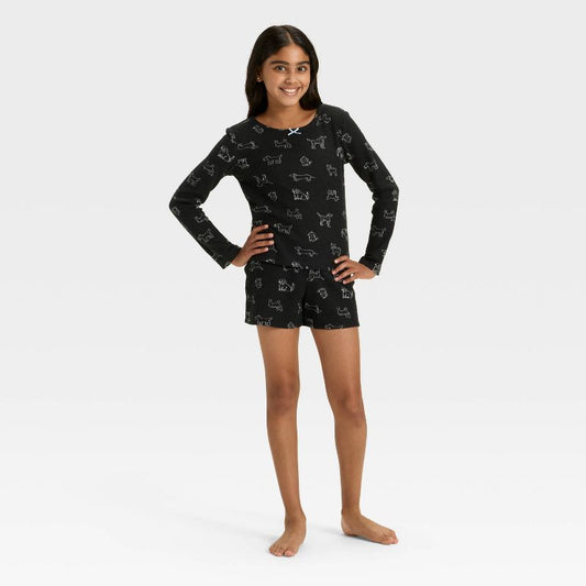 Girls' Long Sleeve Waffle Knit Pajama Set - Cat & Jack™