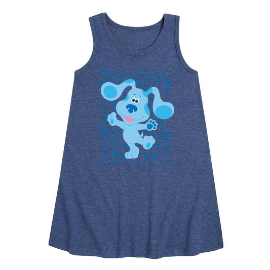 Girls' - Blue's Clues & You! - Blue Waves Hello Graphic Sleeveless Aline Dress