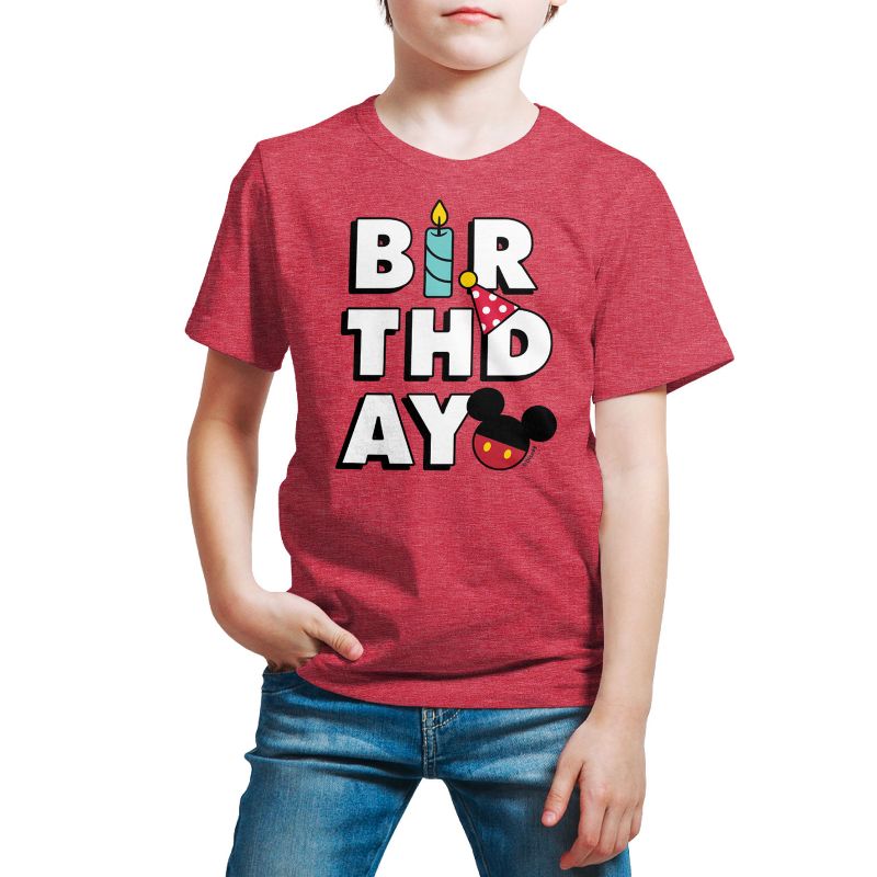 Boys' - Disney - Mickey Birthday Icons Short Sleeve Graphic T-Shirt