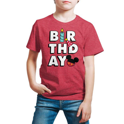 Boys' - Disney - Mickey Birthday Icons Short Sleeve Graphic T-Shirt