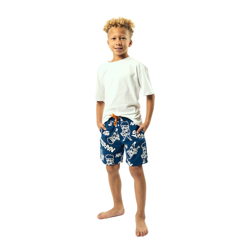 Naruto Color-Changing Line Art Boy's Navy Boardshorts