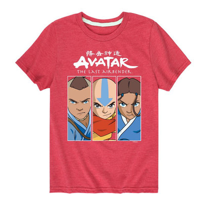 Boys' - Avatar: The Last Airbender - Aang Sokka Katara Trio Short Sleeve Graphic T-Shirt