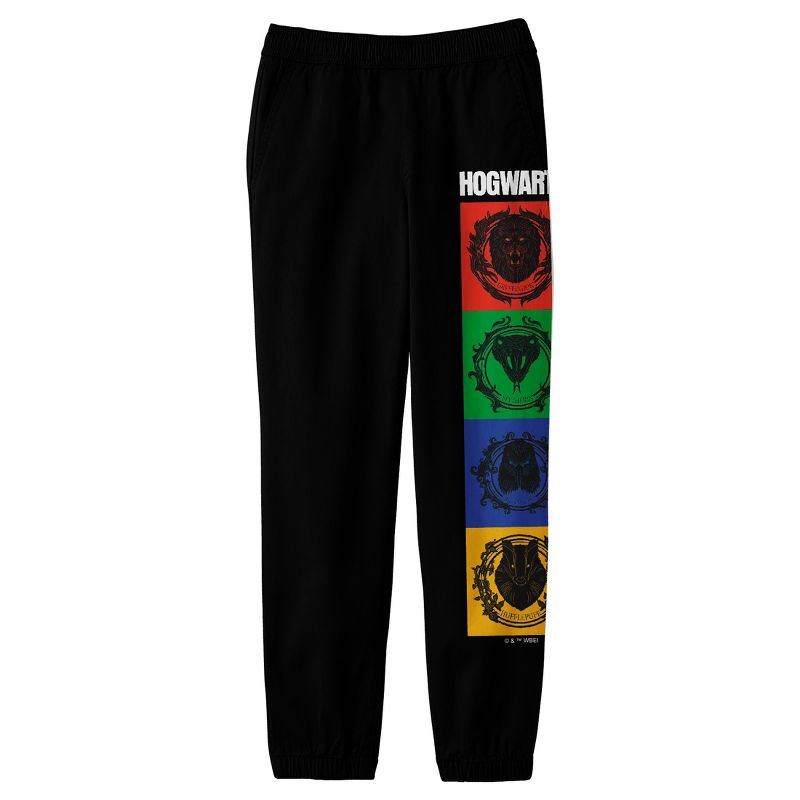 Harry Potter Hogwarts House Mascots Boy's Black Jogger Pants